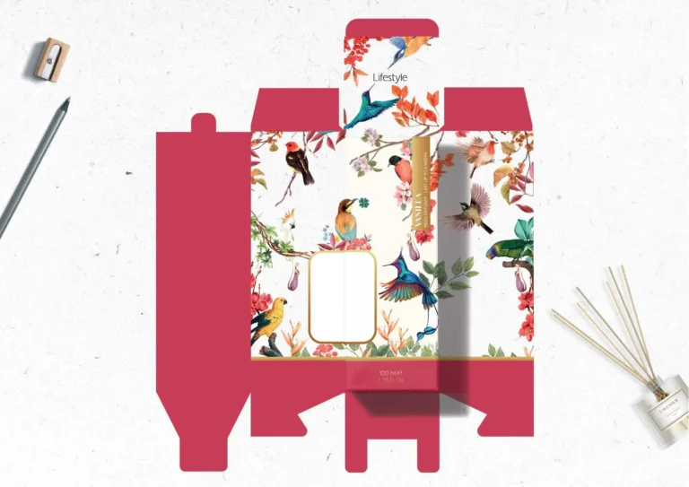 Floral & Bird Packaging design in dubai for Reed Diffuser by freelance graphic designer in dubai