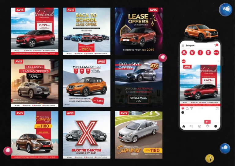 Social media post design for Avis by graphic designer in Dubai